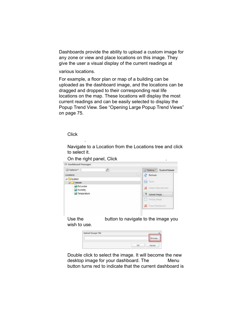 Creating a new dashboard in dashboard manager 24, About dashboard manager, Creating a new dashboard in dashboard manager | Vaisala viewLinc-4.1-M211518 User Manual | Page 36 / 175