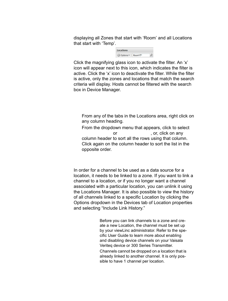 Ordering columns, Linking and unlinking channels | Vaisala viewLinc-4.1-M211518 User Manual | Page 43 / 175