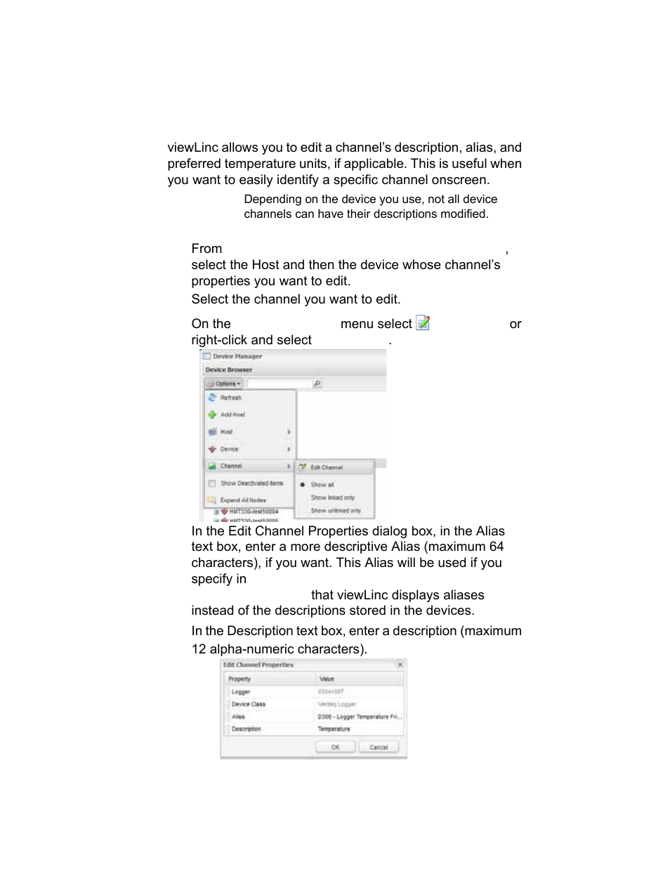 Editing channel properties and aliases | Vaisala viewLinc-4.1-M211518 User Manual | Page 61 / 175