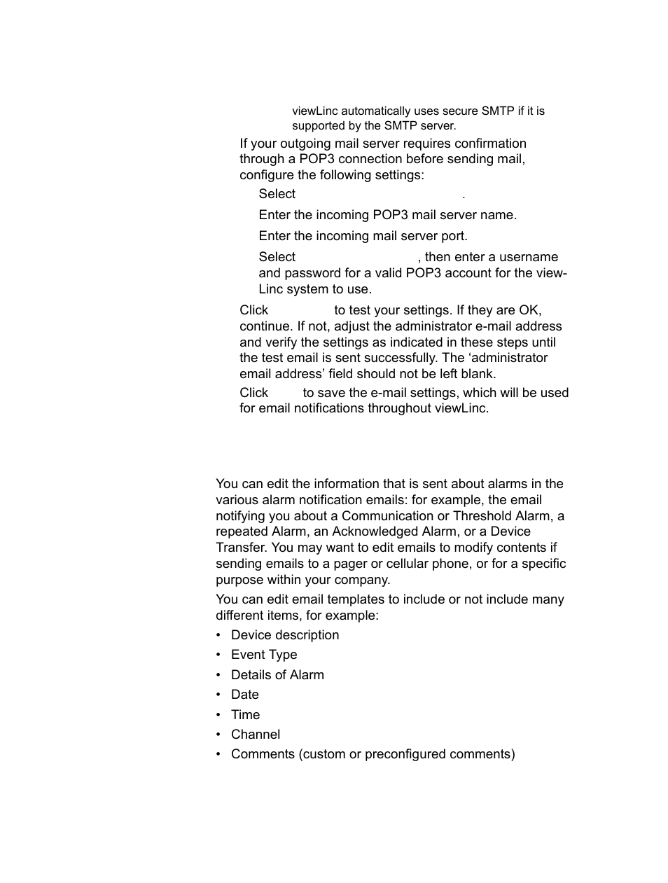 Editing alarm email, Editing alarm email templates | Vaisala viewLinc-4.1-M211518 User Manual | Page 66 / 175
