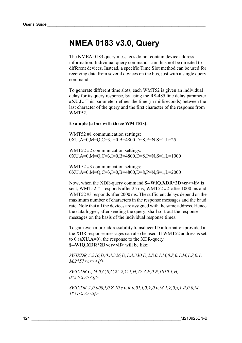 Nmea 0183 v3.0, query | Vaisala WMT52 User Manual | Page 126 / 143