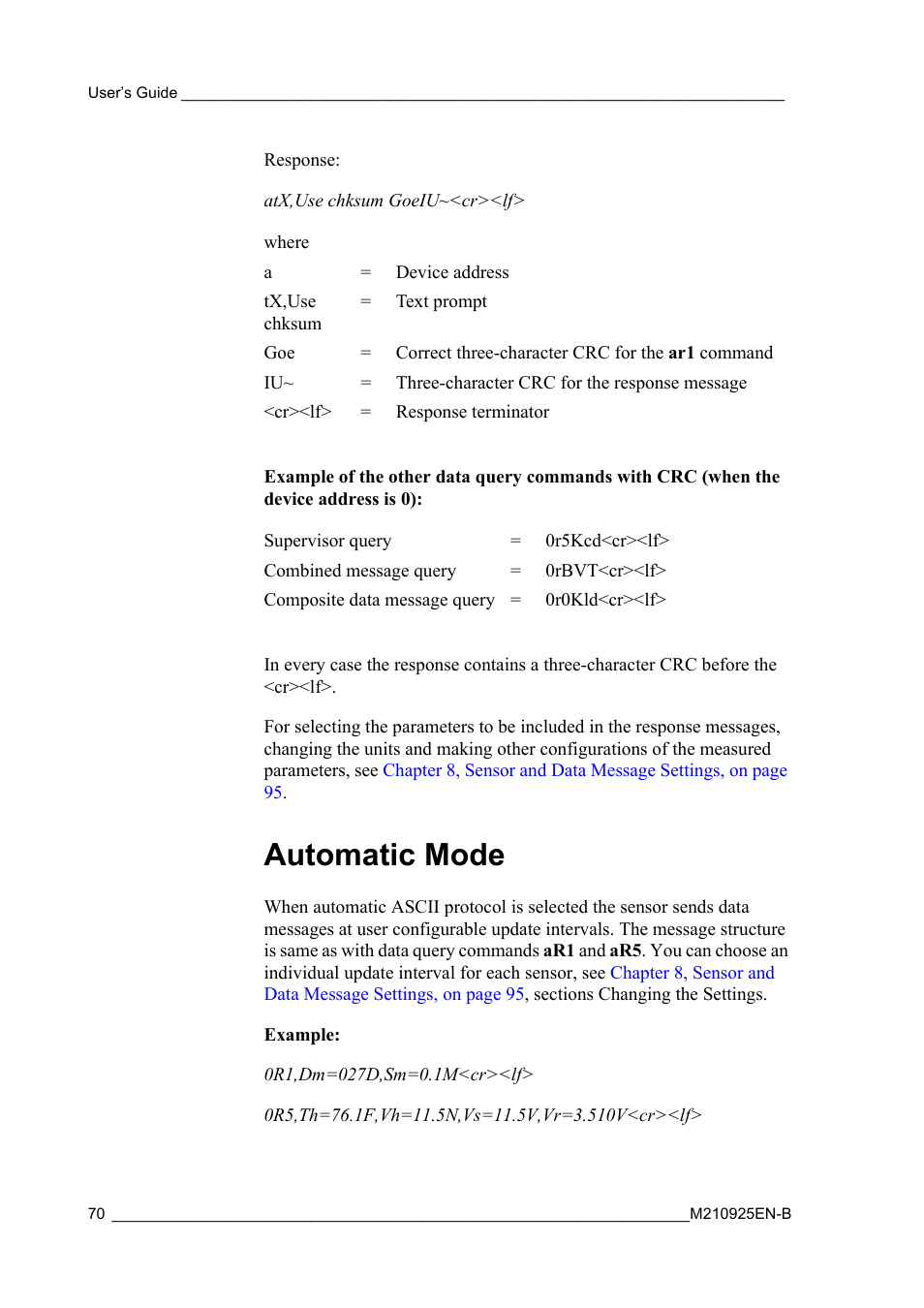 Automatic mode | Vaisala WMT52 User Manual | Page 72 / 143