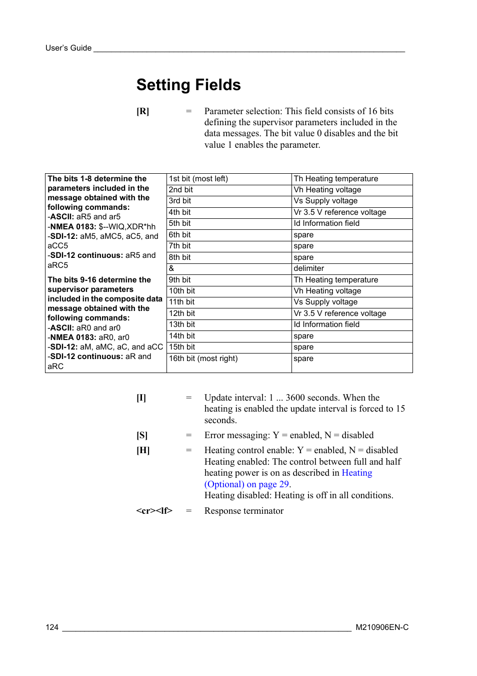 Setting fields | Vaisala WXT520 User Manual | Page 126 / 171