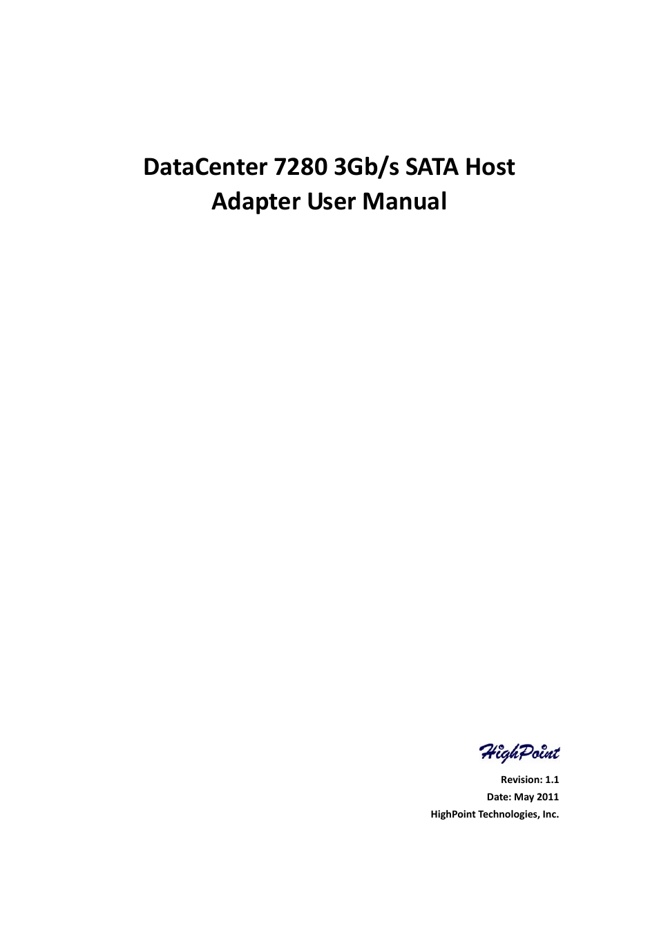 HighPoint Data Center 7280 User Manual | 14 pages