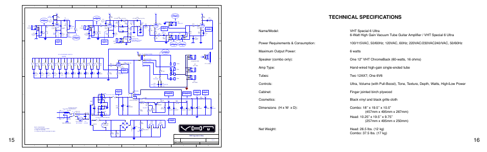 Technical specifications | VHT Special 6 Ultra Head User Manual | Page 10 / 11
