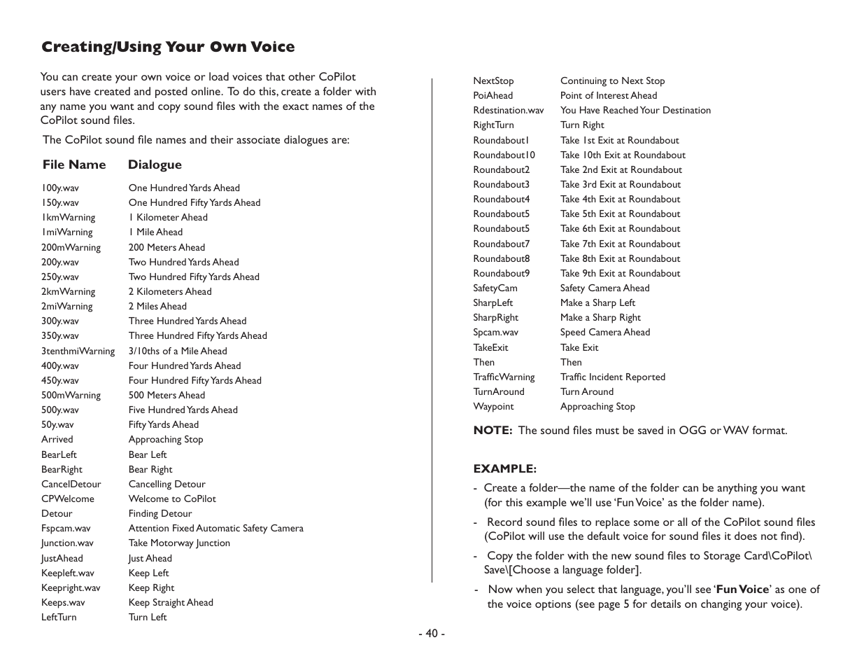 Creating/using your own voice | ALK Technologies CoPilot Symbian S60 User Manual | Page 42 / 51