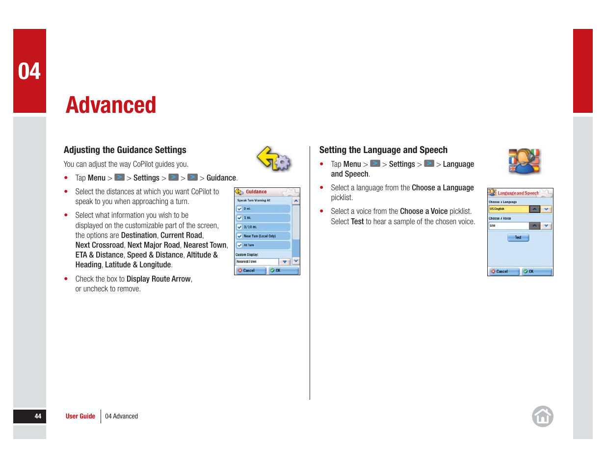 Options, Advanced | ALK Technologies COPILOT LIVE 7 User Manual | Page 44 / 56
