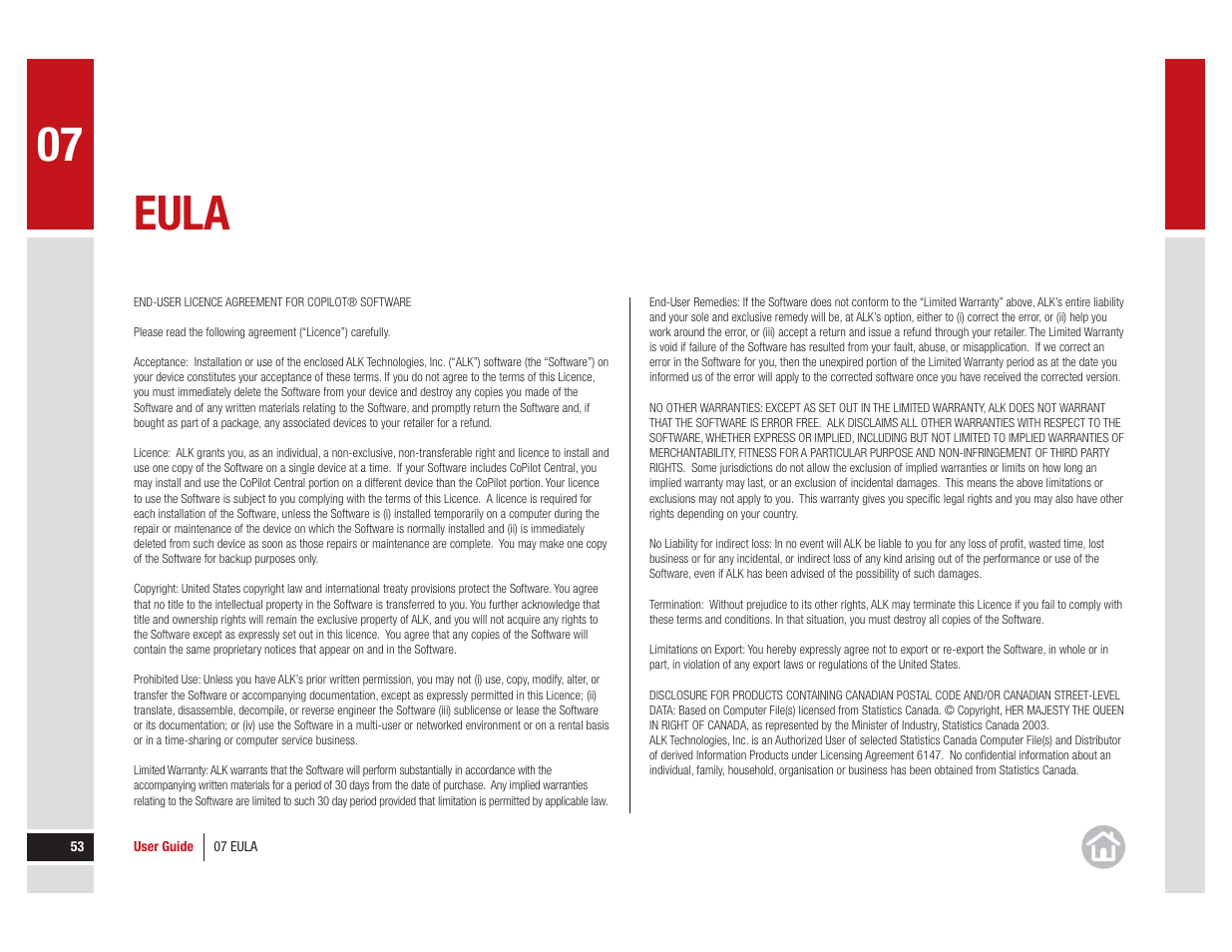 Eula | ALK Technologies COPILOT LIVE 7 User Manual | Page 53 / 56