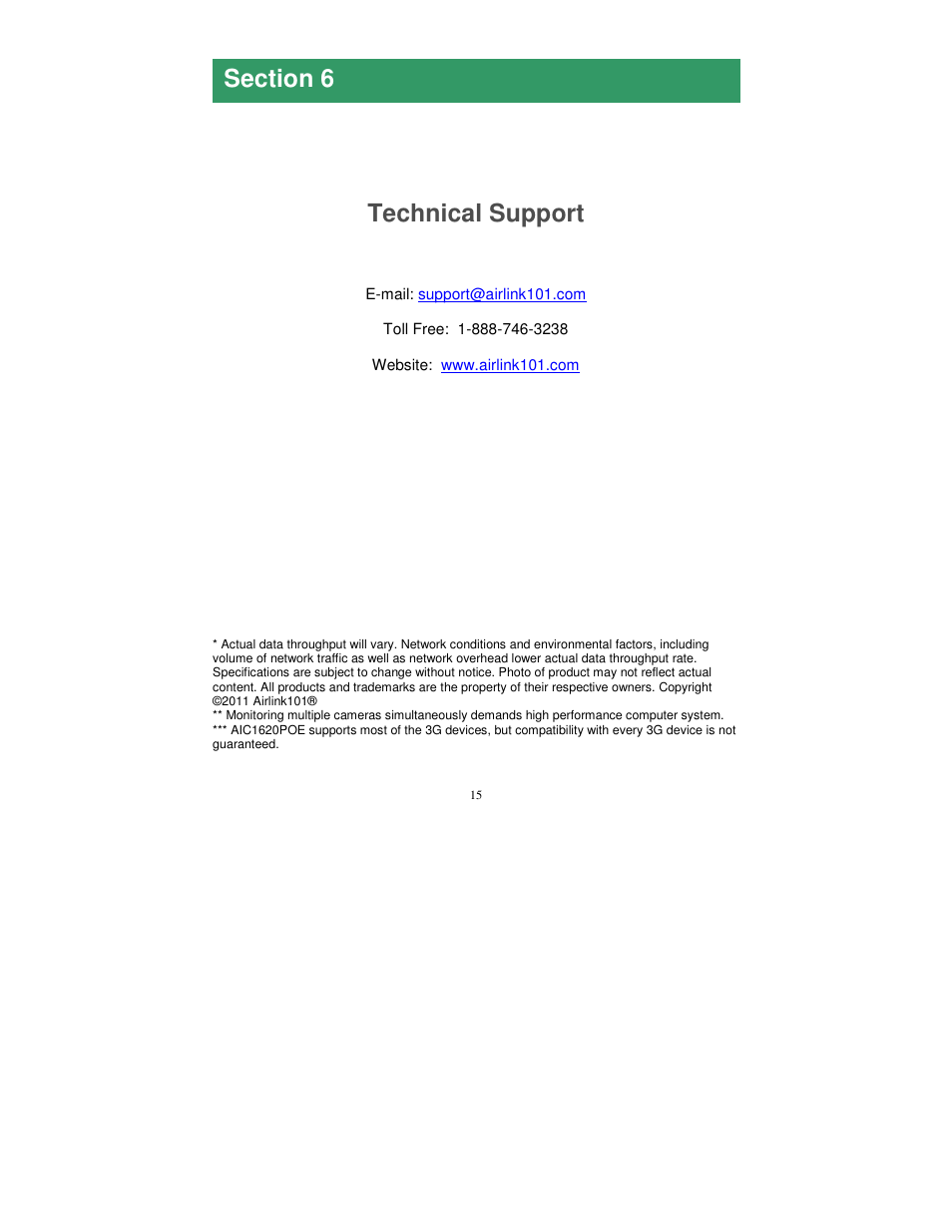 Technical support | Airlink101 AIC1620POE User Manual | Page 16 / 16