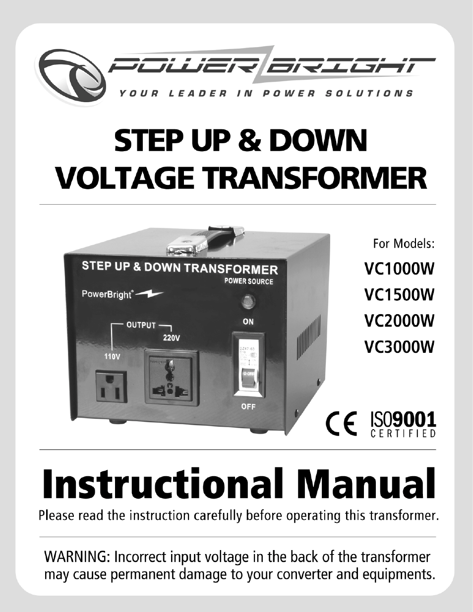 Power Bright VC3000W User Manual | 4 pages