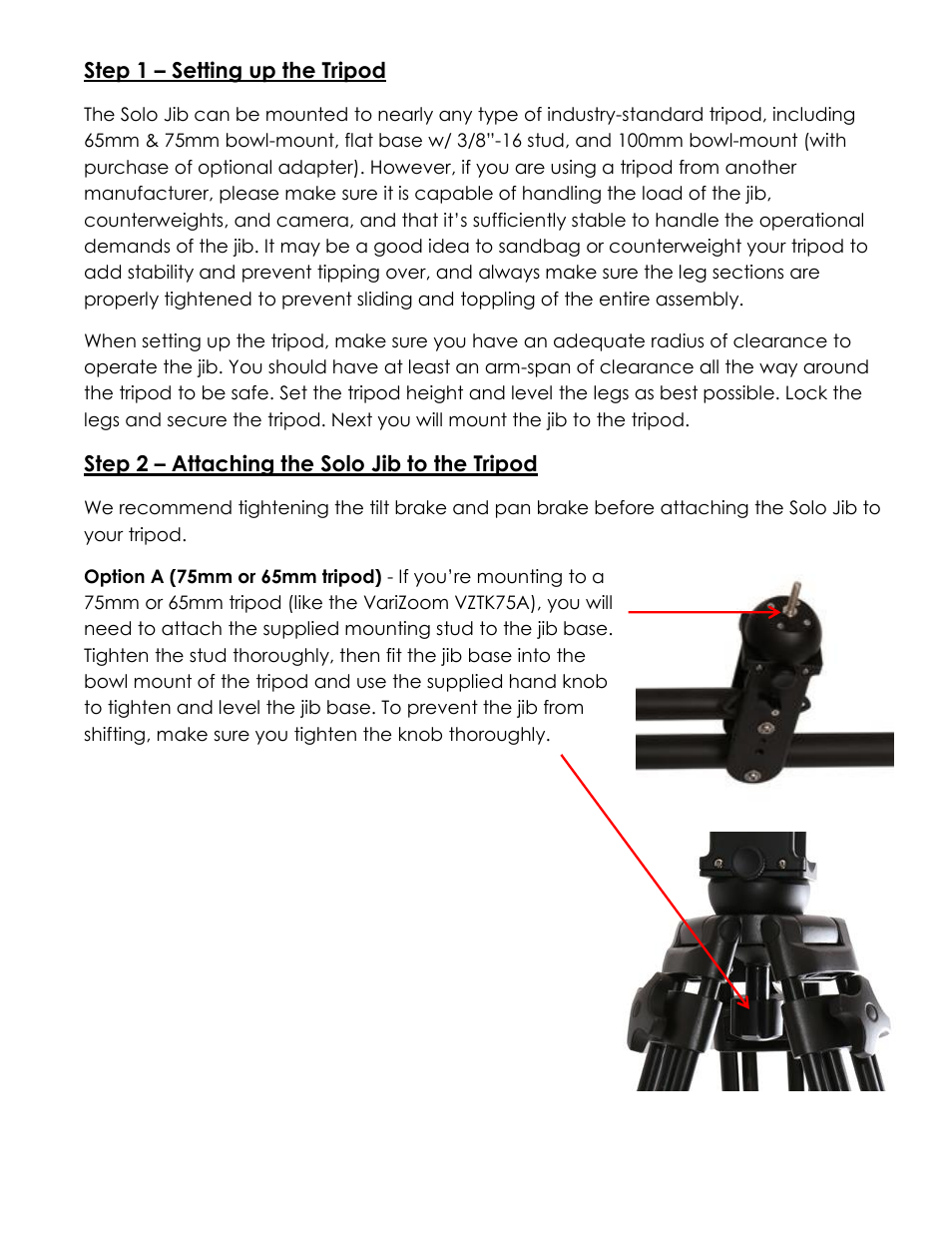 VariZoom SOLO JIB CF KIT User Manual | Page 2 / 7