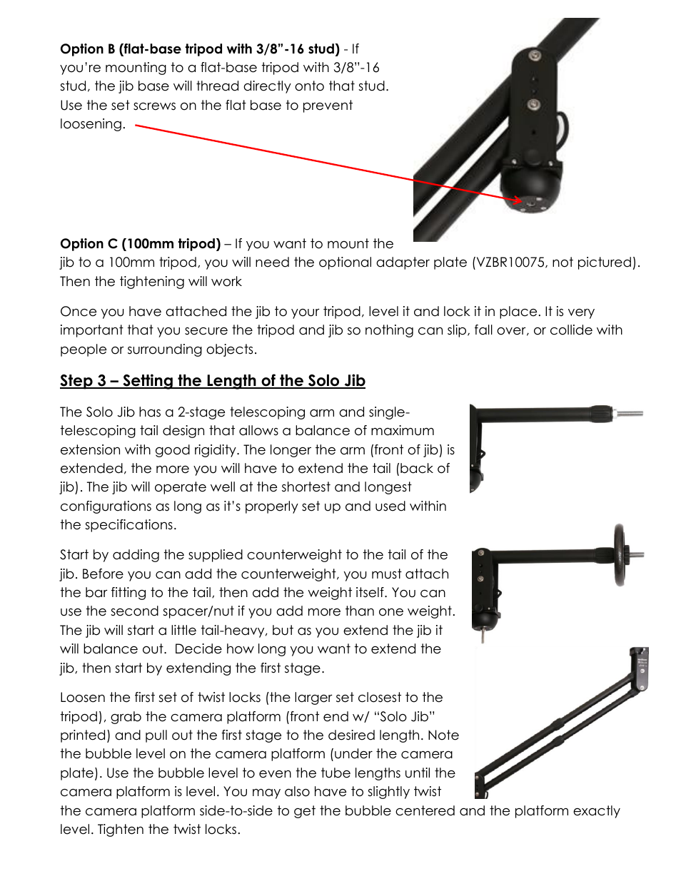 VariZoom SOLO JIB CF KIT User Manual | Page 3 / 7
