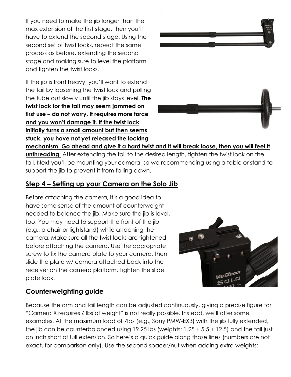 VariZoom SOLO JIB CF KIT User Manual | Page 4 / 7