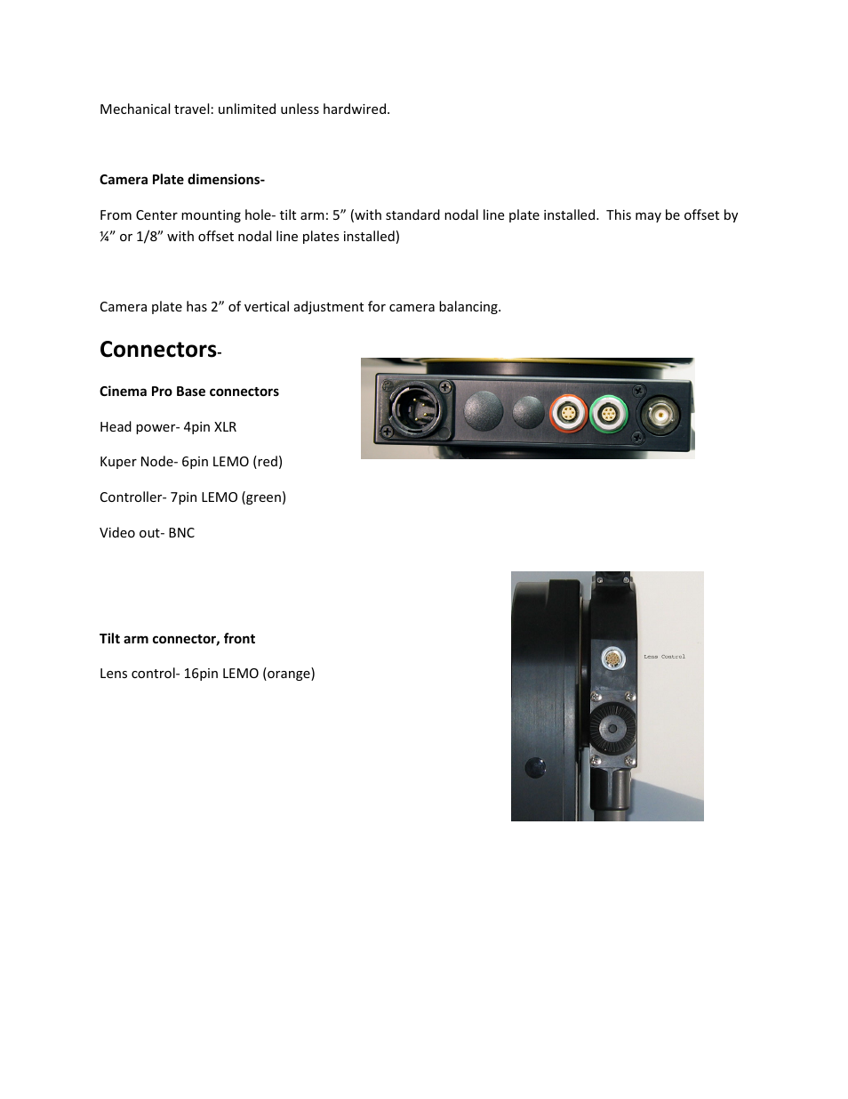 Connectors | VariZoom VZCINEMAPRO-K5 User Manual | Page 10 / 17