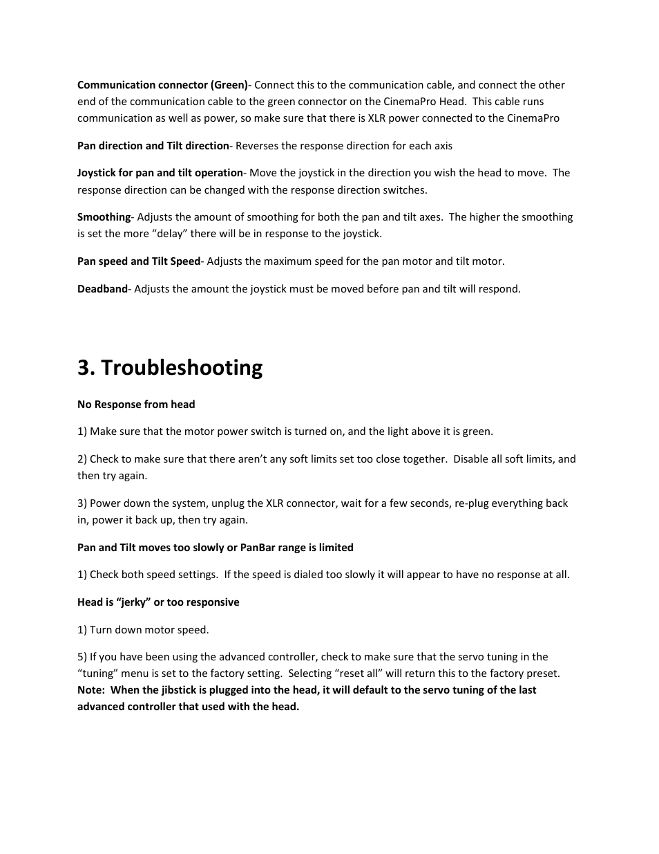Troubleshooting | VariZoom VZCINEMAPRO-K5 User Manual | Page 7 / 17