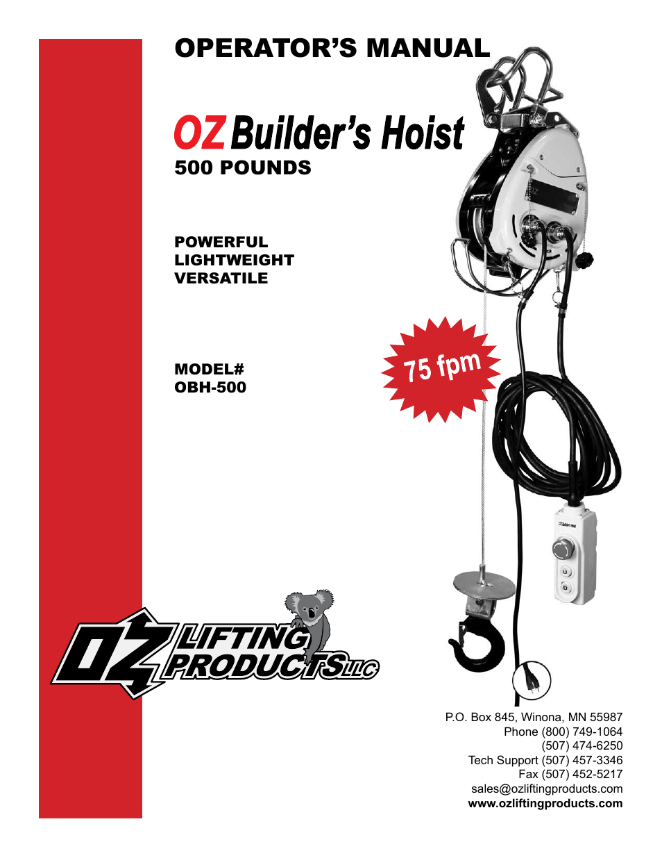 OZ Lifting Products OZ Builder's Hoist OM User Manual | 16 pages
