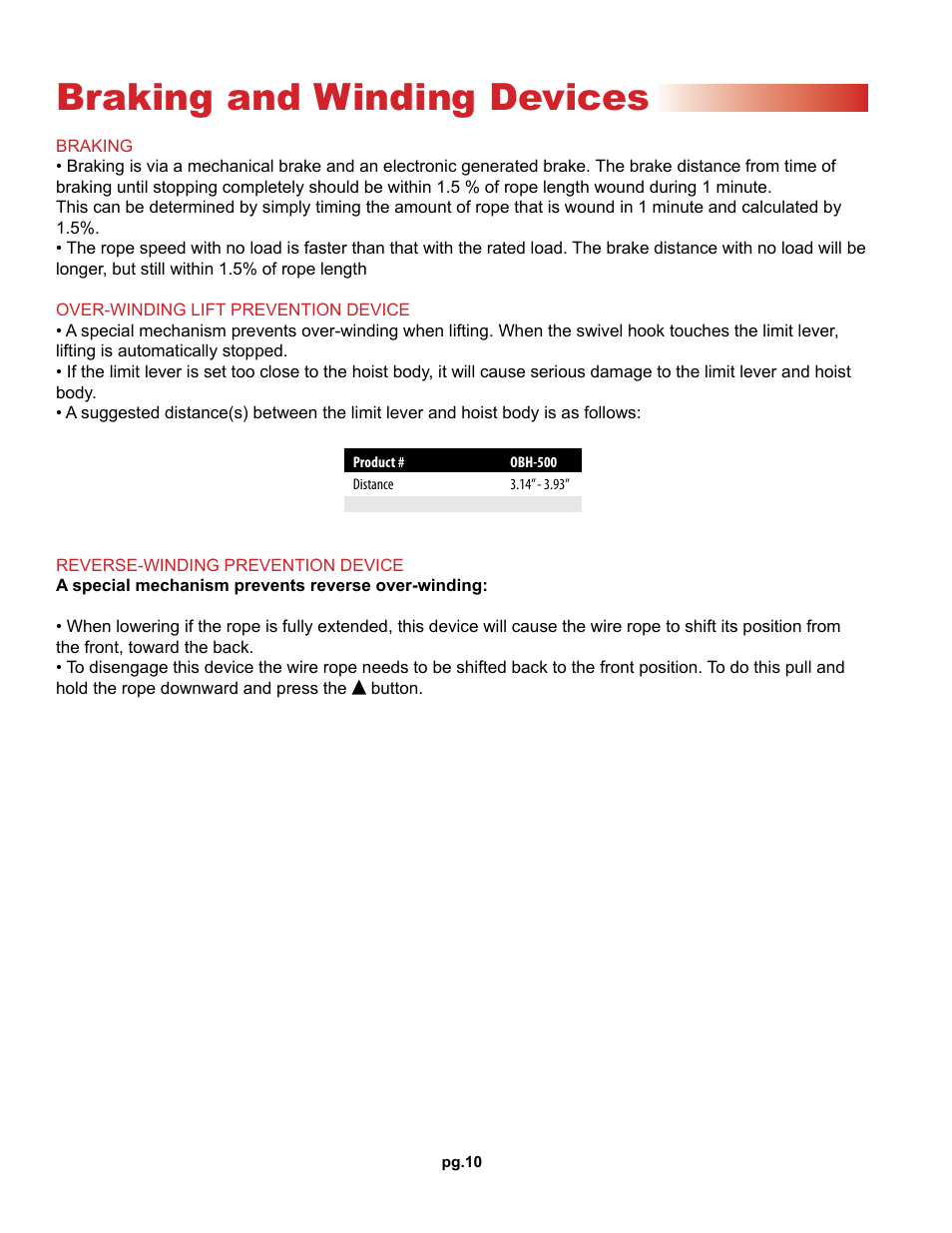 Braking and winding devices | OZ Lifting Products OZ Builder's Hoist OM User Manual | Page 10 / 16