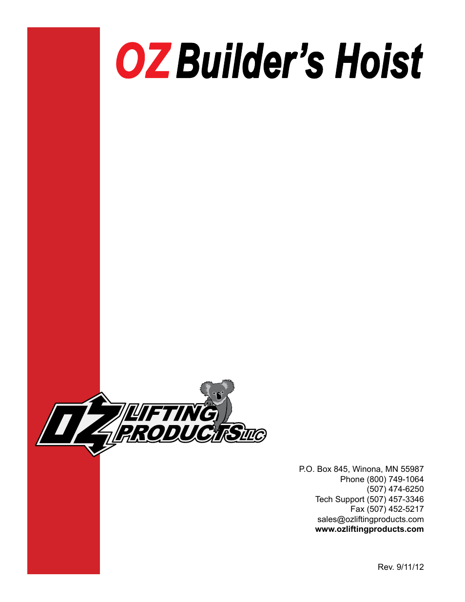 OZ Lifting Products OZ Builder's Hoist OM User Manual | Page 16 / 16