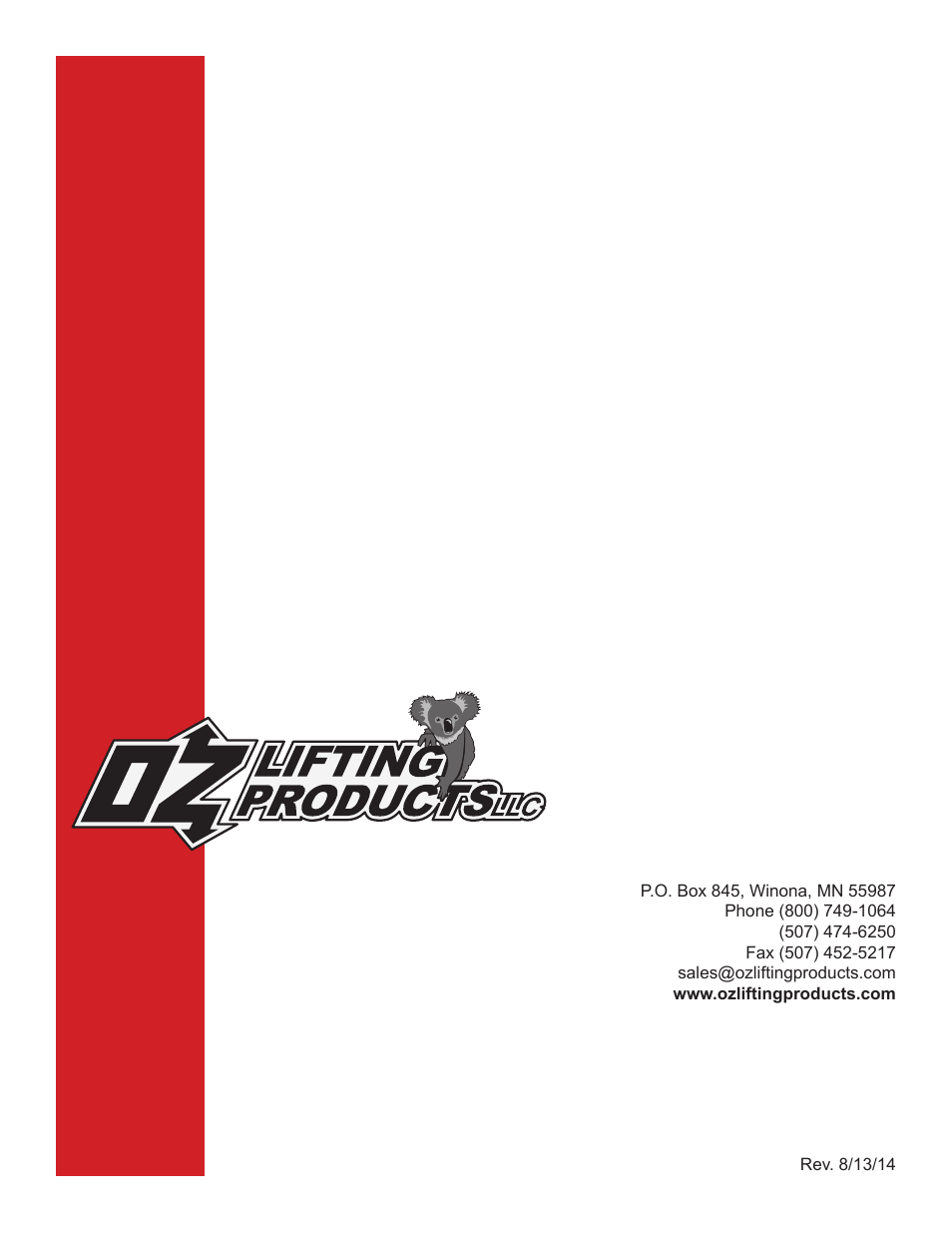 OZ Lifting Products Brake Winch OM User Manual | Page 16 / 16