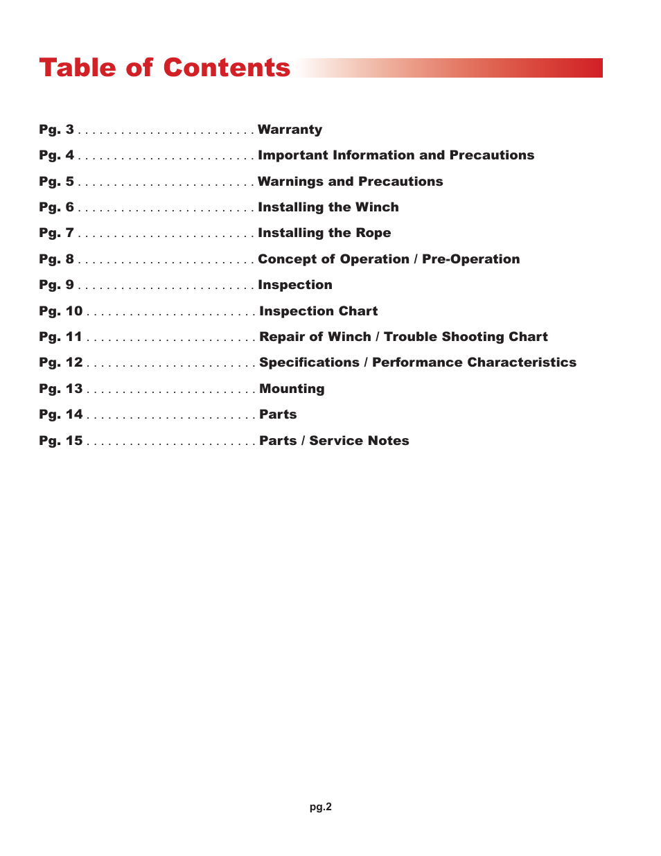 OZ Lifting Products Brake Winch OM User Manual | Page 2 / 16