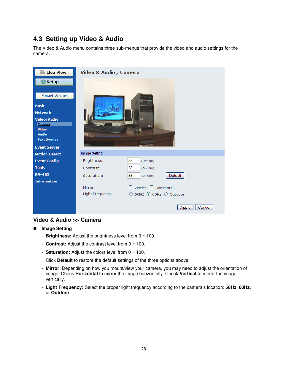 3 setting up video & audio | Airlink101 AIC1620W User Manual | Page 29 / 76