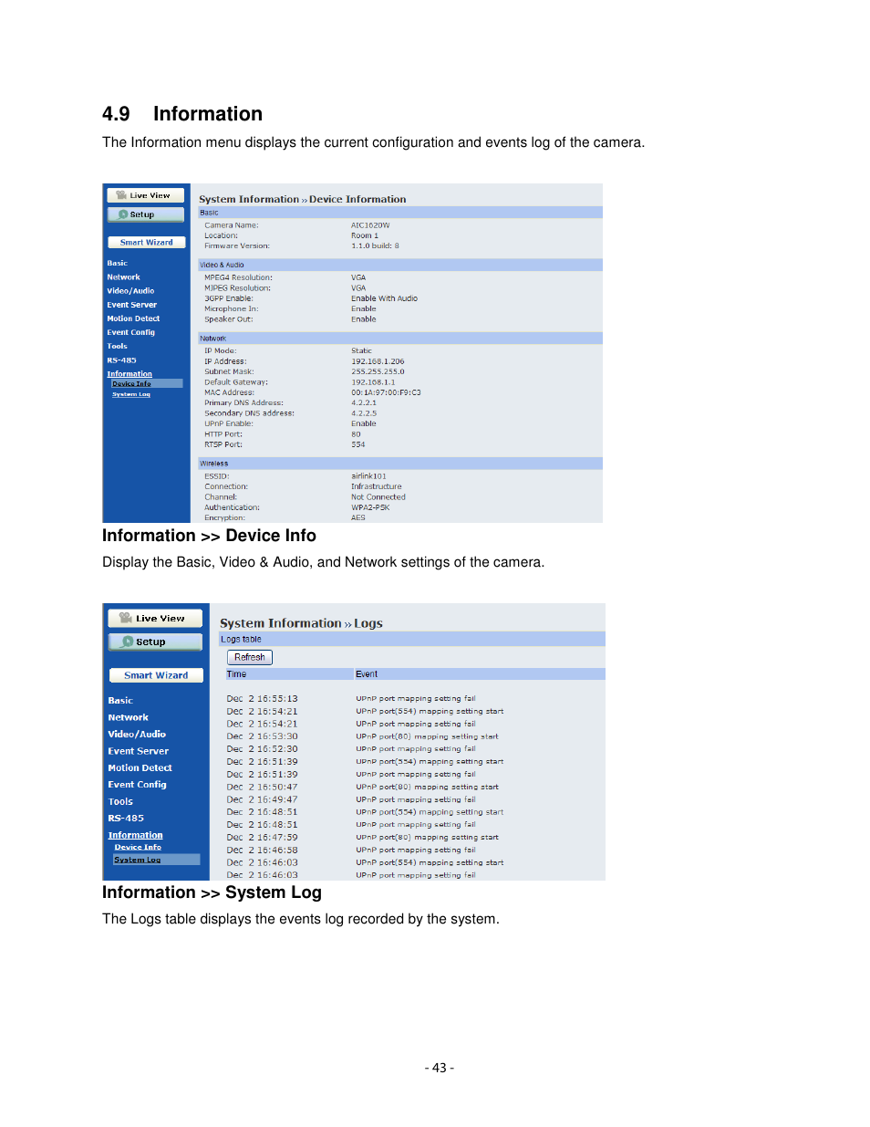 9 information | Airlink101 AIC1620W User Manual | Page 44 / 76