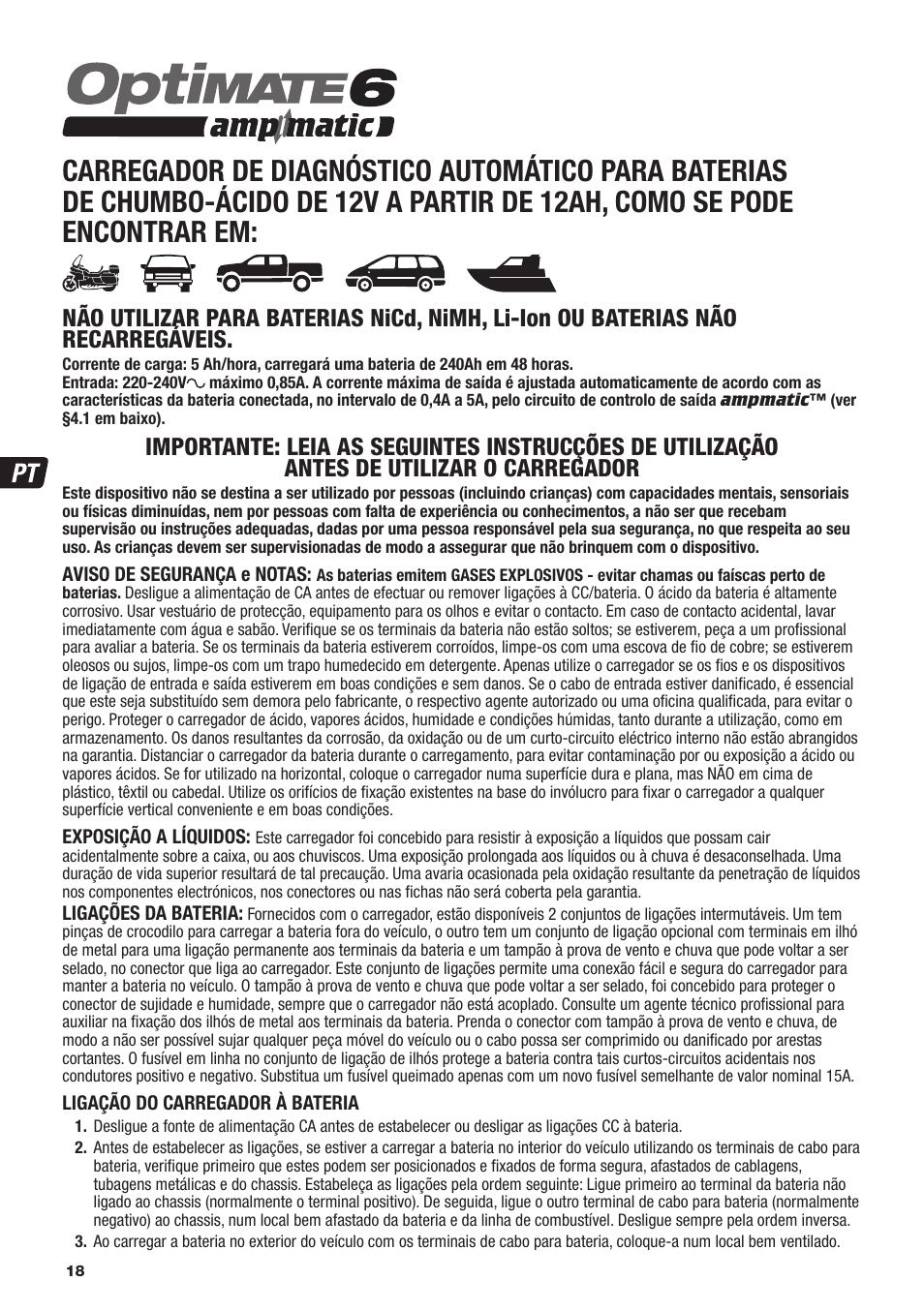 TecMate Optimate6 User Manual | Page 18 / 44