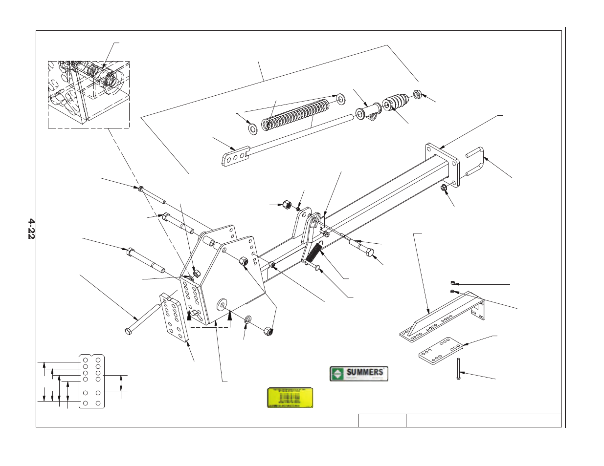 Mounting arm assembly, Mounted harrow - mounting arm assembly -22 | Summers 2510 DT User Manual | Page 84 / 98