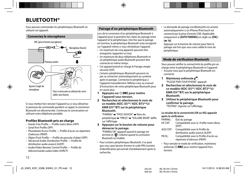 Bluetooth | Kenwood KDC-X598 User Manual | Page 36 / 74