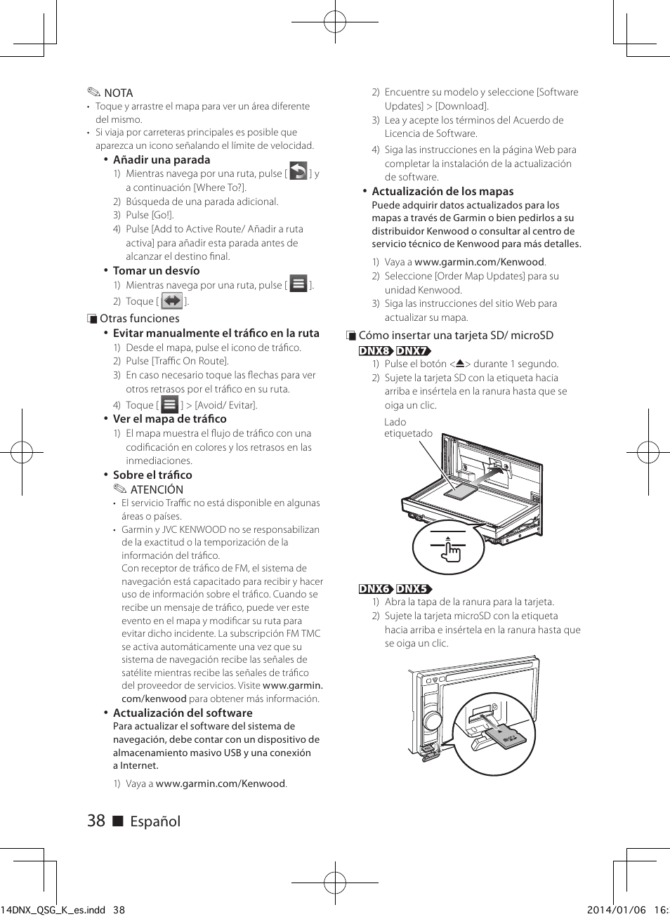 Ñ español | Kenwood DNX691HD User Manual | Page 38 / 56