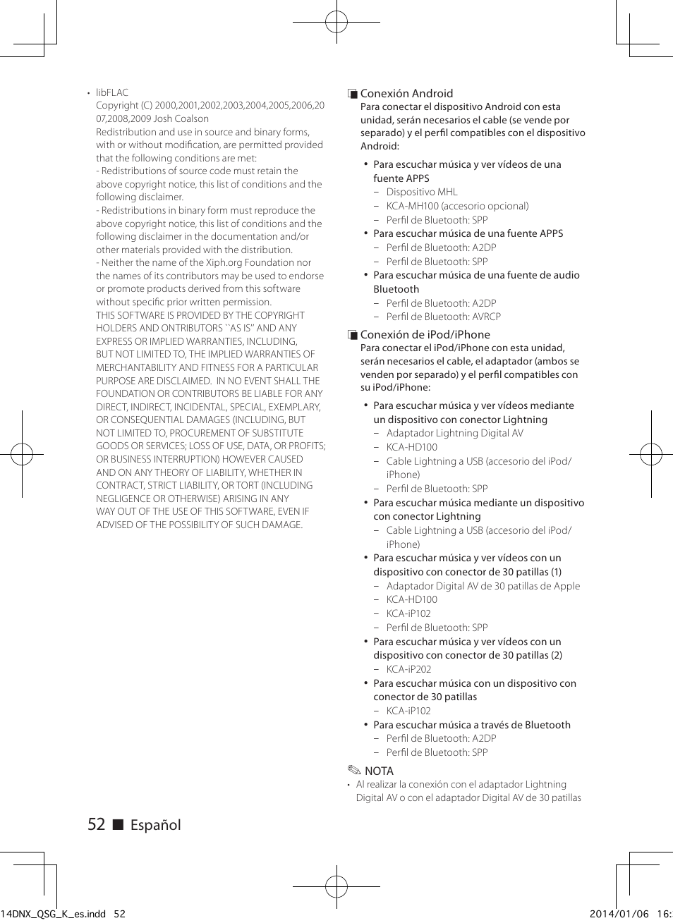 Ñ español | Kenwood DNX691HD User Manual | Page 52 / 56
