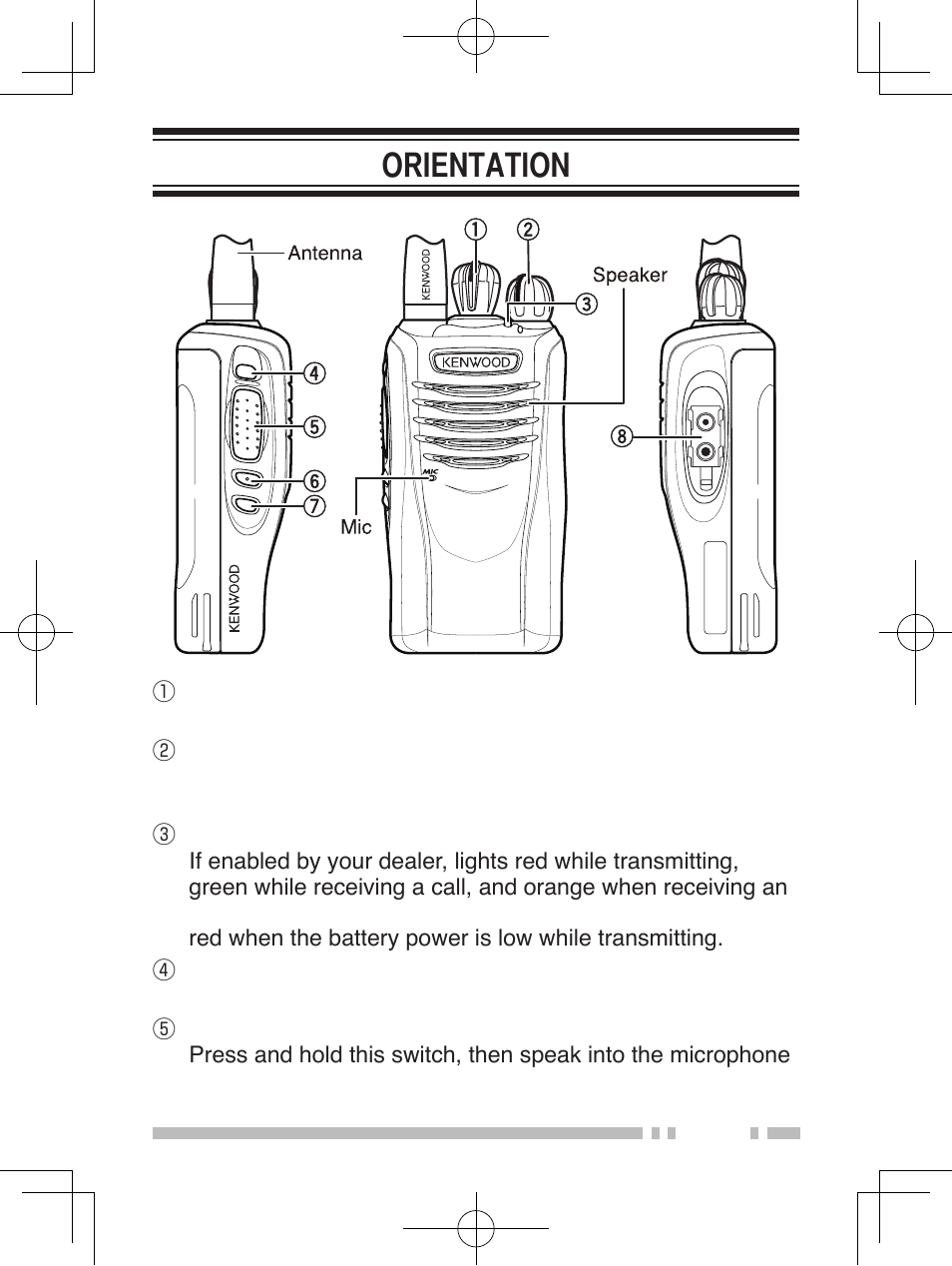Orientation | Kenwood TK-2360/3360 User Manual | Page 15 / 26