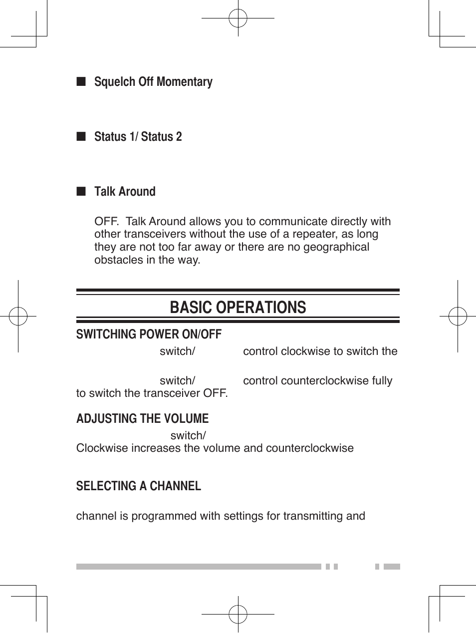 Basic operations | Kenwood TK-2360/3360 User Manual | Page 19 / 26