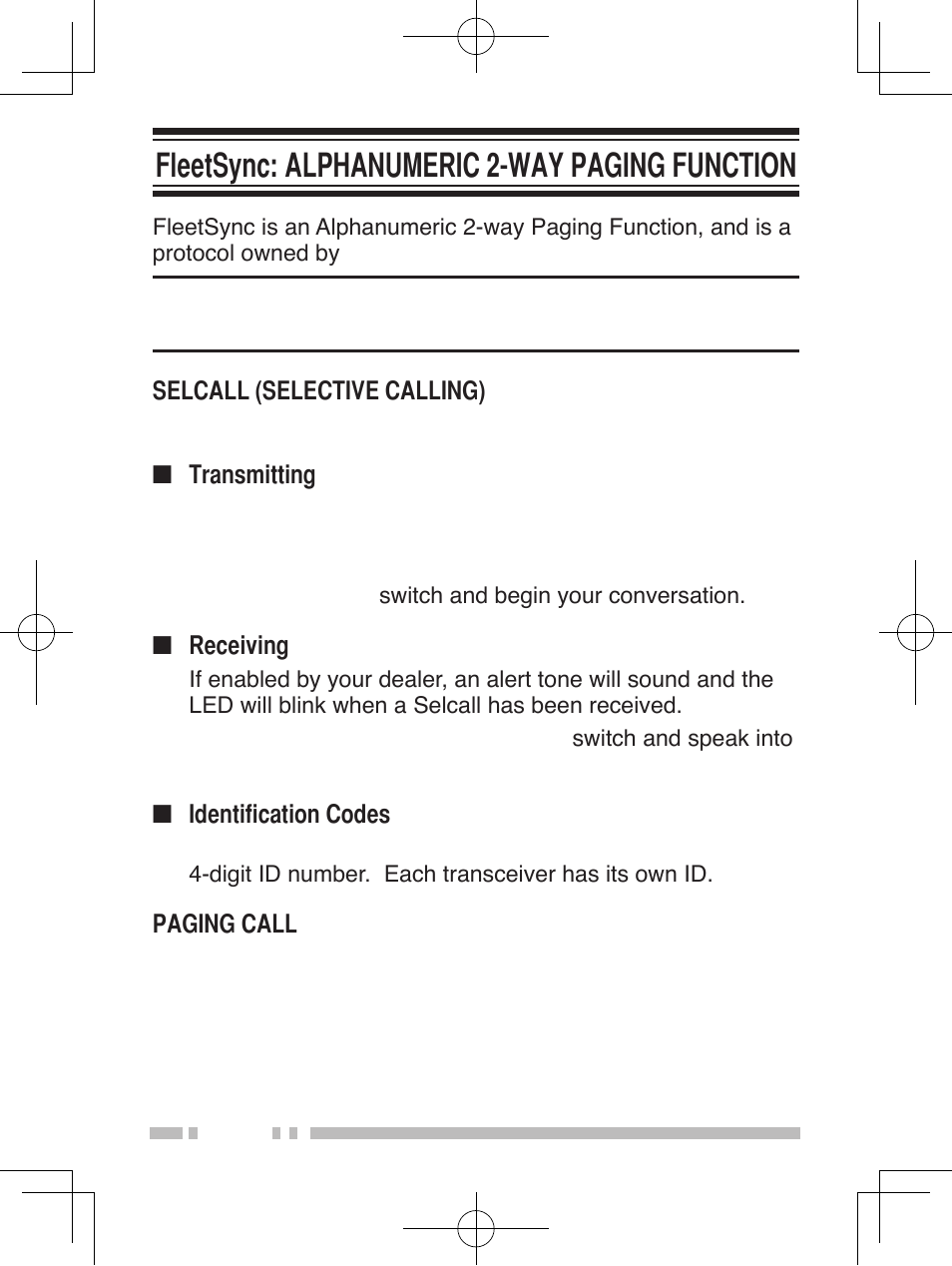 Fleetsync: alphanumeric 2-way paging function | Kenwood TK-2360/3360 User Manual | Page 22 / 26