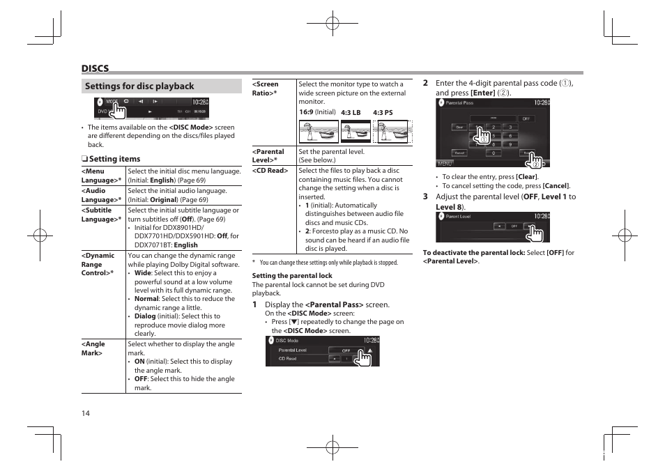 Discs | Kenwood DDX5901HD User Manual | Page 14 / 76