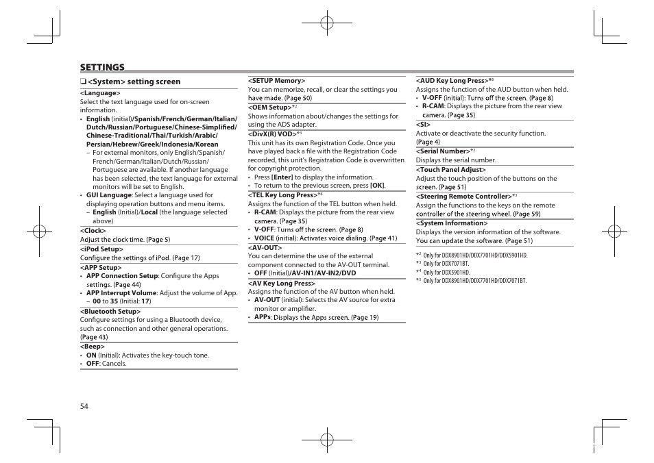 Settings | Kenwood DDX5901HD User Manual | Page 54 / 76