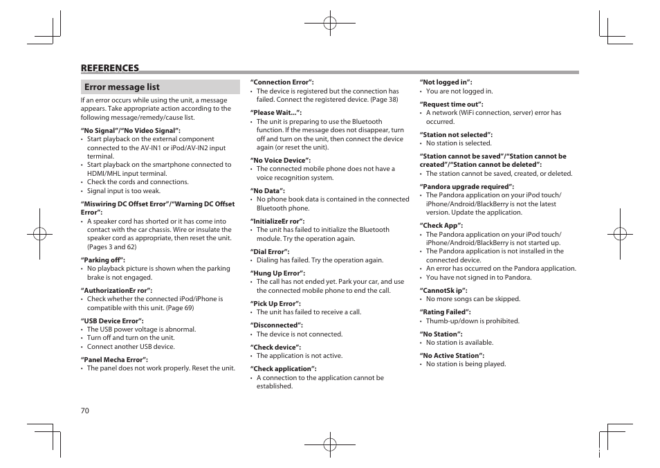 References | Kenwood DDX5901HD User Manual | Page 70 / 76