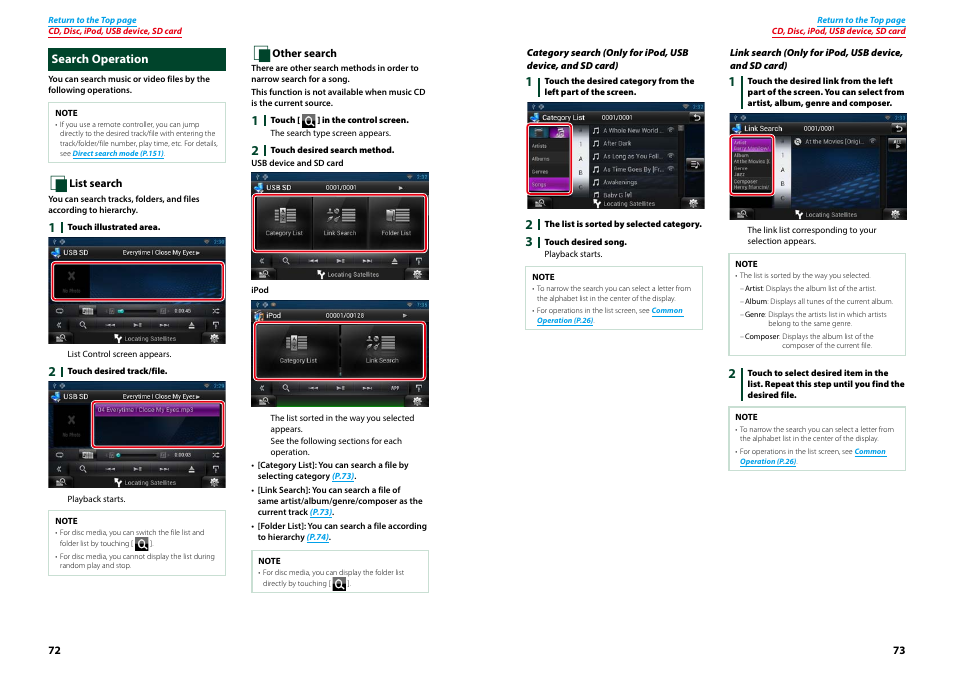 Search operation, Search operation (p.72) | Kenwood DNN770HD User Manual | Page 37 / 87