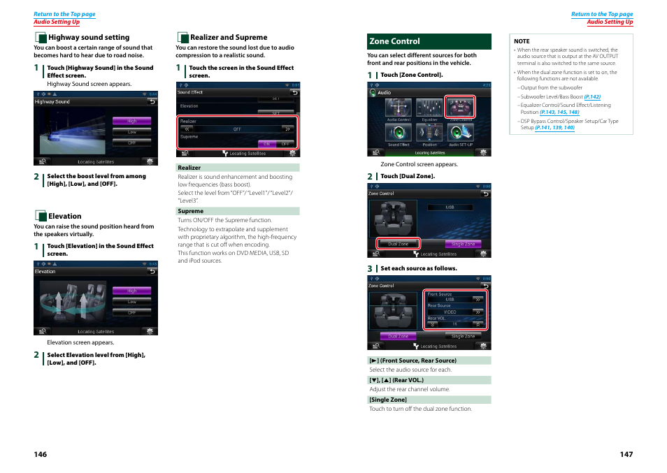 Zone control, P.147), Tion | P.146) | Kenwood DNN770HD User Manual | Page 74 / 87