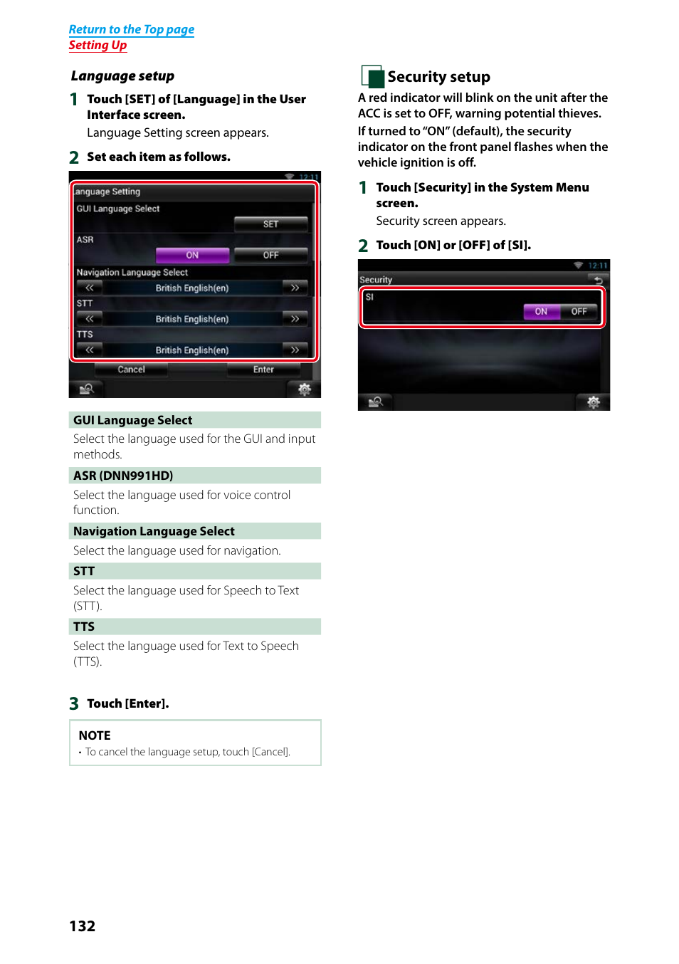 Language setup, P.132), Nition is off | Or details on operation, see, Language setup (p.132) | Kenwood DNN991HD User Manual | Page 133 / 178
