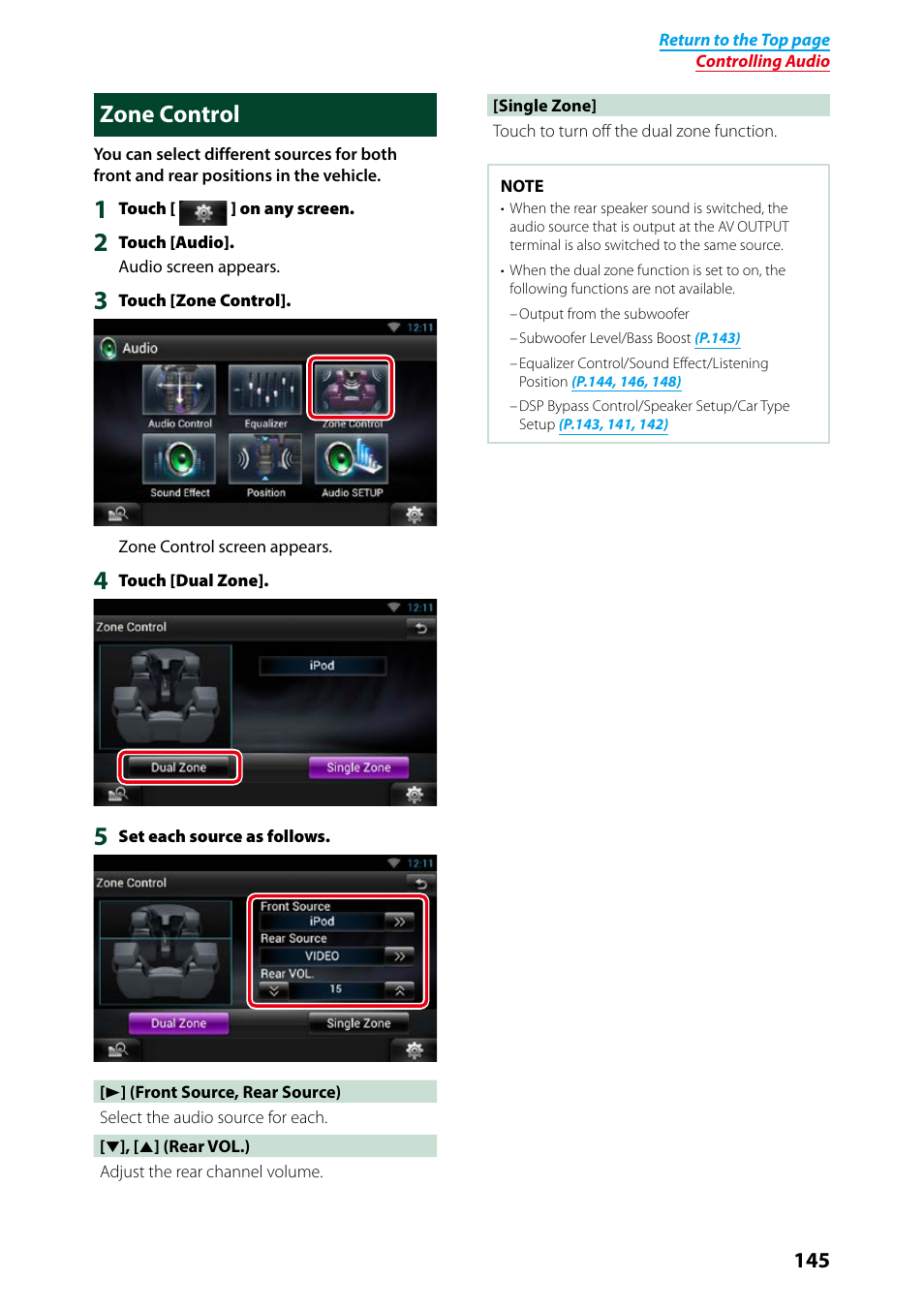 Zone control, P.145) | Kenwood DNN991HD User Manual | Page 146 / 178