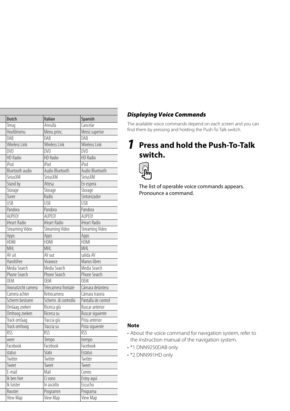 Press and hold the push-to-talk switch | Kenwood DNN991HD User Manual | Page 178 / 178