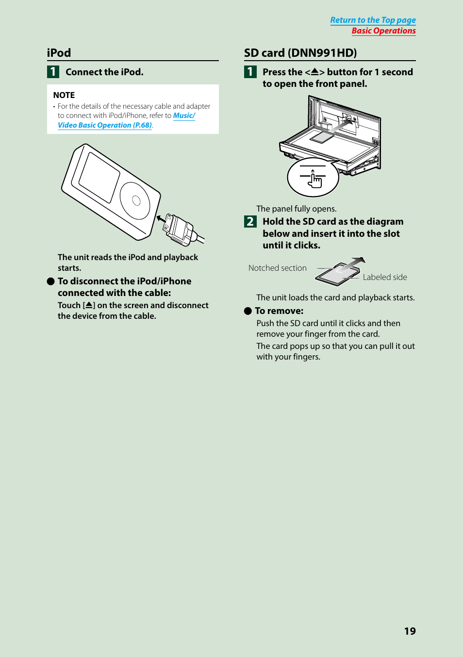 Ipod, Sd card (dnn991hd) | Kenwood DNN991HD User Manual | Page 20 / 178