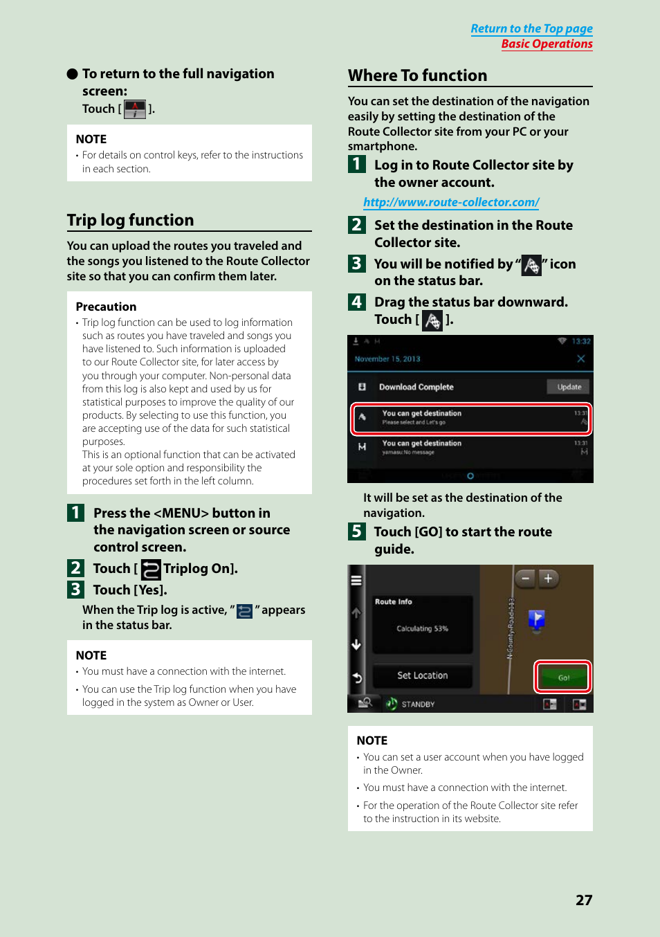 P.27), Trip log function, Where to function | Kenwood DNN991HD User Manual | Page 28 / 178