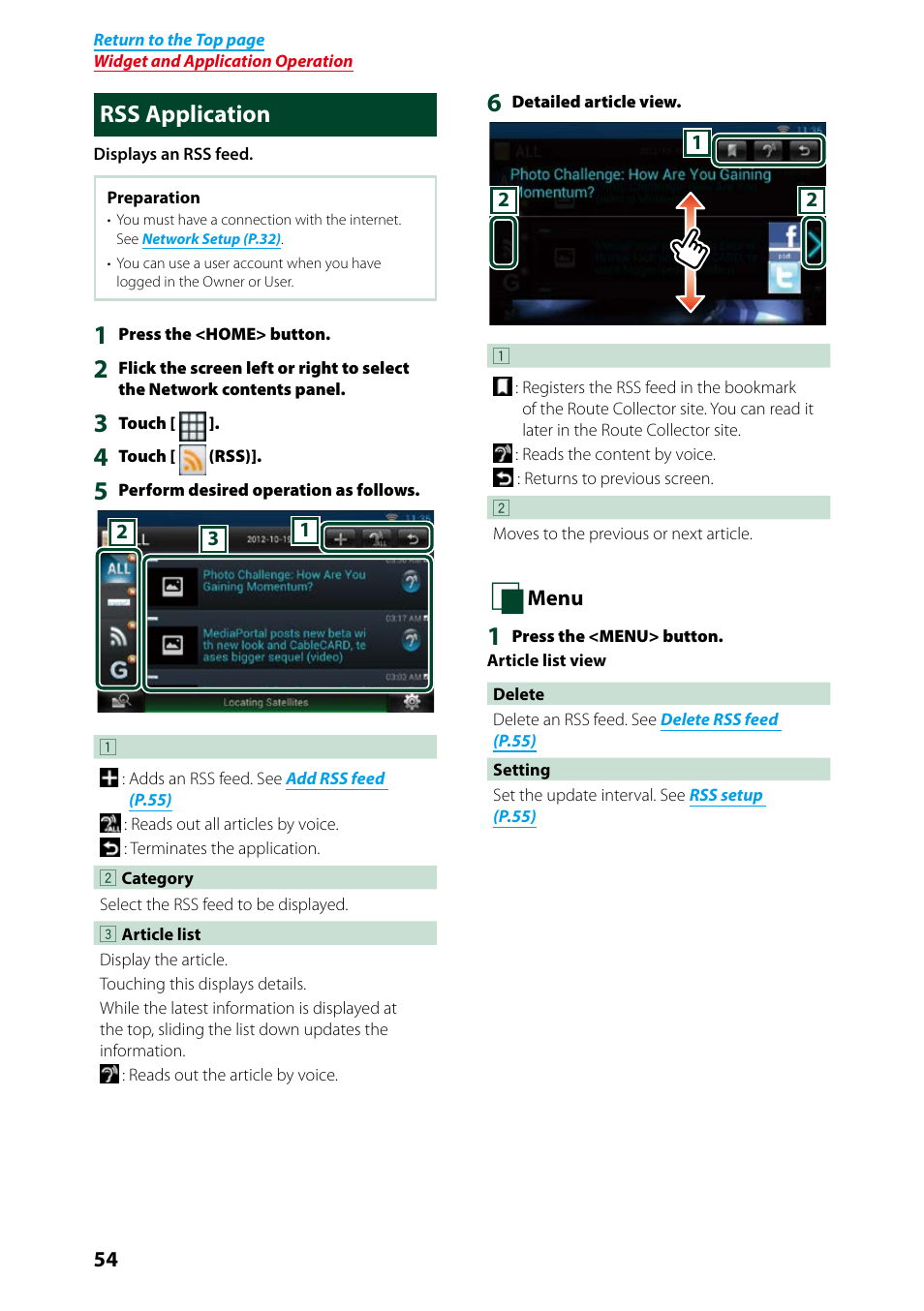 Rss application | Kenwood DNN991HD User Manual | Page 55 / 178