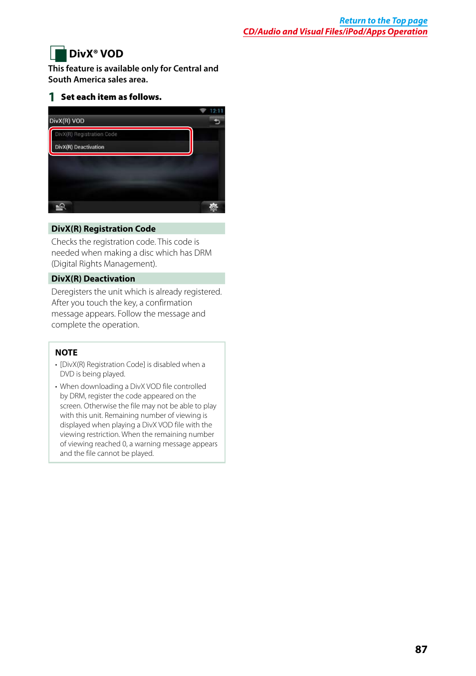 Divx® vod (p.87) | Kenwood DNN991HD User Manual | Page 88 / 178