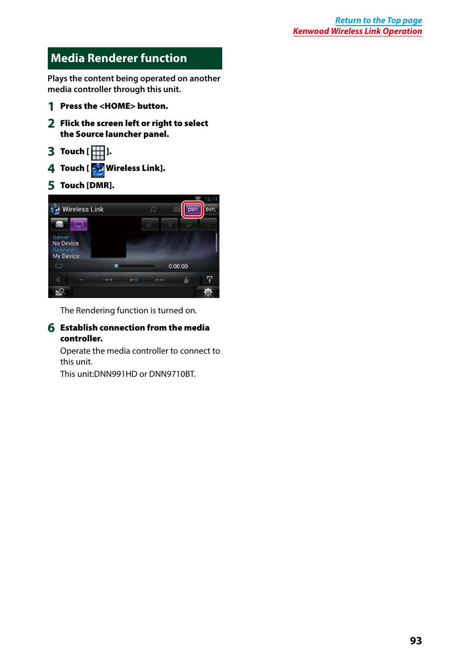 Media renderer function | Kenwood DNN991HD User Manual | Page 94 / 178