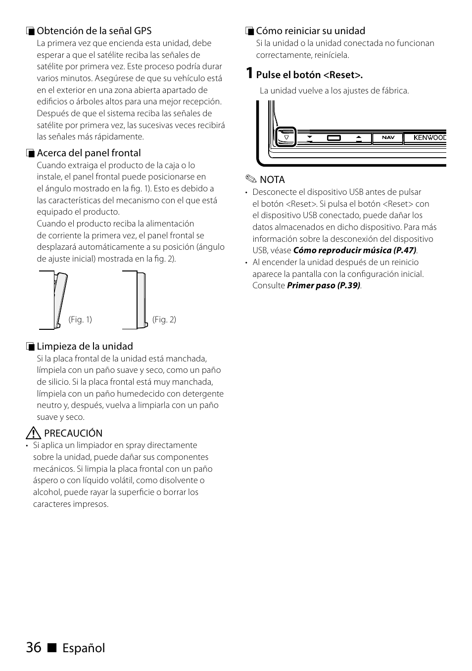 Ñ español | Kenwood DNN991HD User Manual | Page 36 / 68