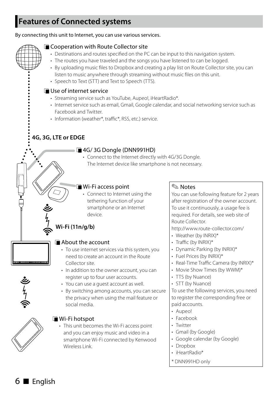 Features of connected systems, Ñ english | Kenwood DNN991HD User Manual | Page 6 / 68