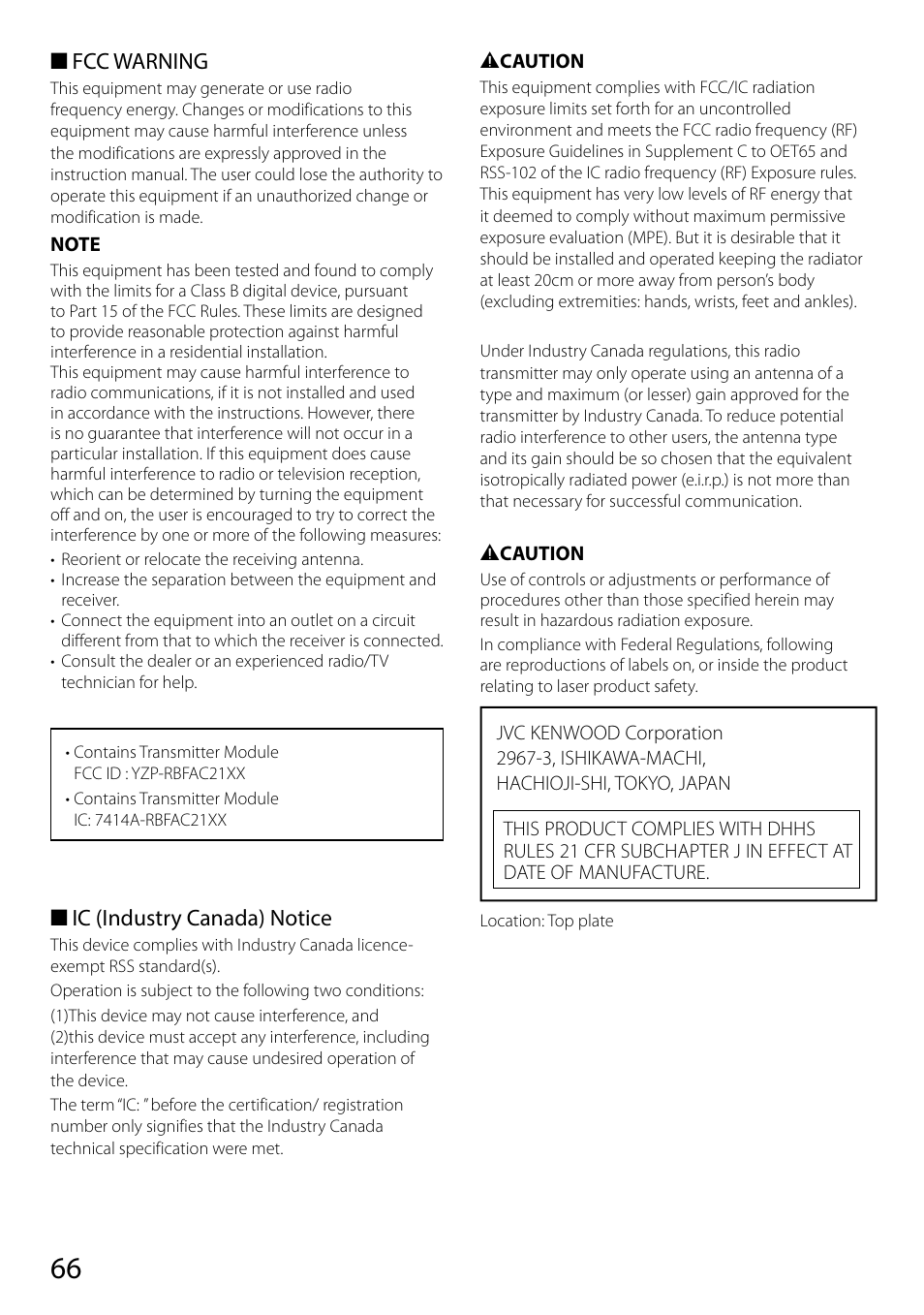 Kenwood DNN991HD User Manual | Page 66 / 68
